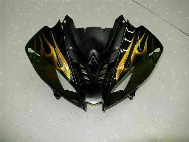 2008-2016 Glossy Black Gold Flame Yamaha YZF R6 Motorcycle Fairings
