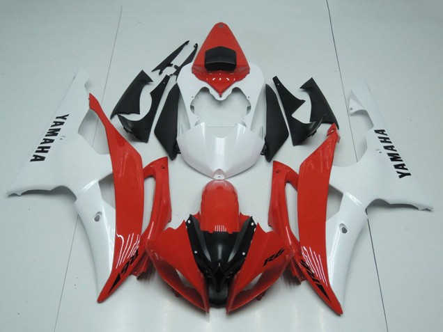 2008-2016 White Red Yamaha YZF R6 Motorcycle Fairings