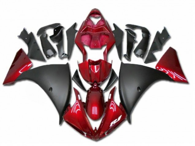 2009-2011 Red Matte Black Yamaha YZF R1 Motorcycle Fairings