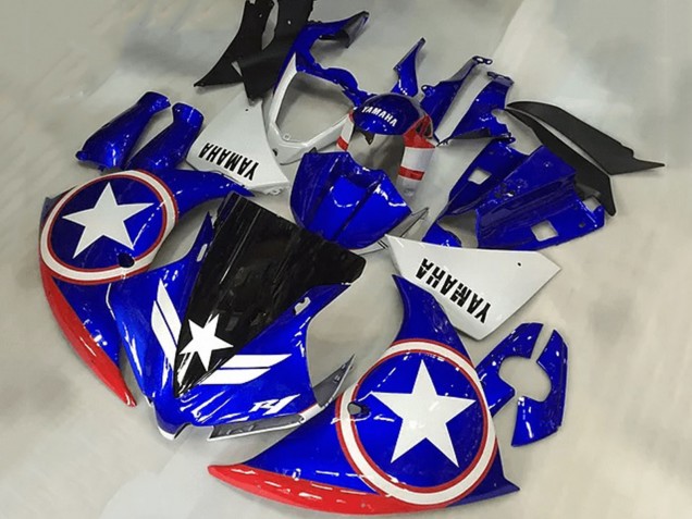 2009-2011 Blue White Red Black Star Captain America Yamaha YZF R1 Motorcycle Fairings