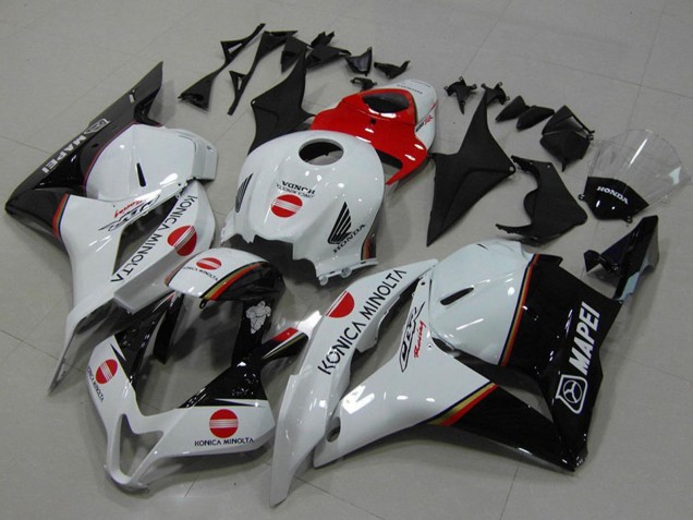 2009-2012 White Red Glossy Black Konica Minolta Honda CBR600RR Motorcycle Fairings
