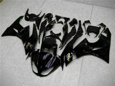 2009-2012 Glossy Black Gold Ninja Kawasaki ZX6R Motorcycle Fairings