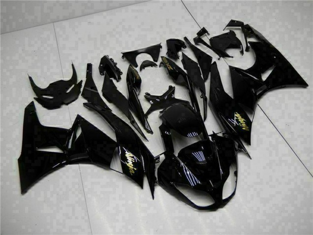 2009-2012 Glossy Black Gold Ninja Kawasaki ZX6R Motorcycle Fairings
