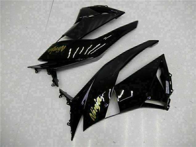 2009-2012 Glossy Black Gold Ninja Kawasaki ZX6R Motorcycle Fairings