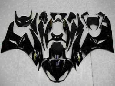 2009-2012 Glossy Black Gold Ninja Kawasaki ZX6R Motorcycle Fairings