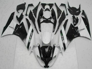 2009-2012 Glossy Black White Kawasaki ZX6R Motorcycle Fairings