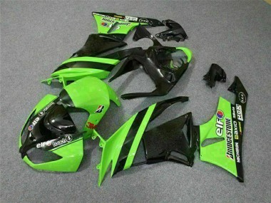 2009-2012 Green Glossy Black Elf Touch4 Bridgestone Kawasaki ZX6R Motorcycle Fairings