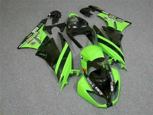 2009-2012 Green Glossy Black Elf Touch4 Bridgestone Kawasaki ZX6R Motorcycle Fairings