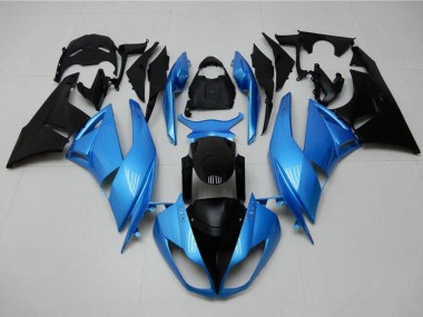 2009-2012 Light Blue Glossy Black Kawasaki ZX6R Motorcycle Fairings