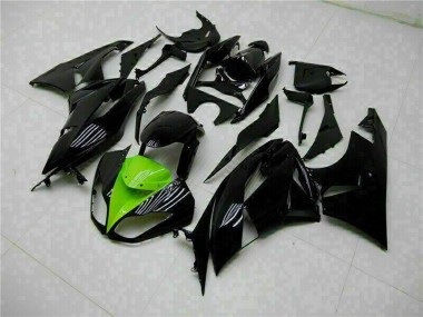 2009-2012 Glossy Black Green Kawasaki ZX6R Motorcycle Fairings