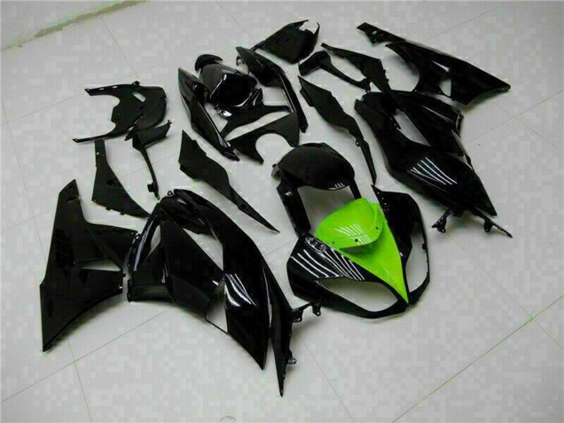 2009-2012 Glossy Black Green Kawasaki ZX6R Motorcycle Fairings