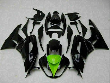 2009-2012 Glossy Black Green Kawasaki ZX6R Motorcycle Fairings