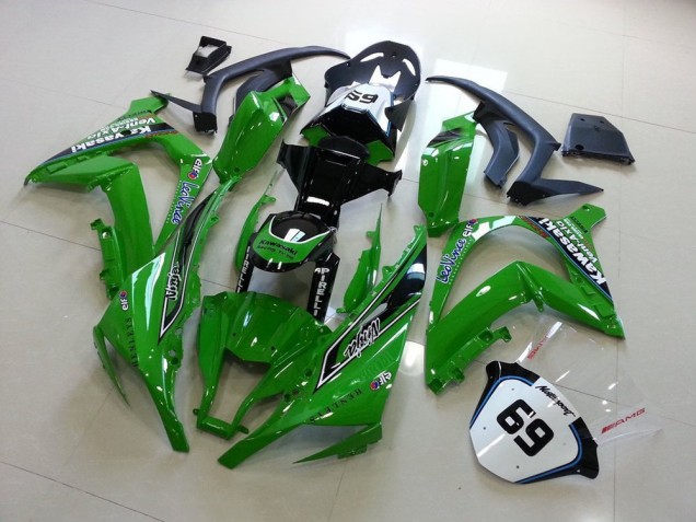 2011-2015 Green Glossy Black Elf Henleys Vent-Axia 69 Kawasaki ZX10R Motorcycle Fairings