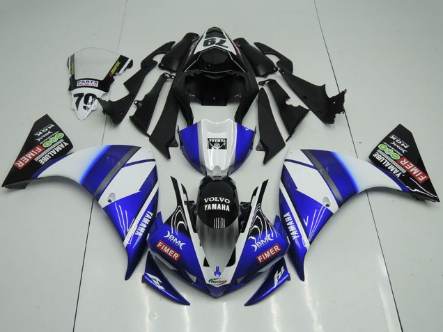 2012-2014 White Blue Glossy Black Volvo Fimer Yamalube Yamaha YZF R1 Motorcycle Fairings