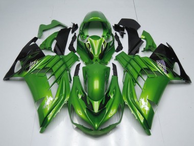2012-2024 Green Glossy Black Flame White Ninja Kawasaki ZX14R ZZR1400 Motorcycle Fairings