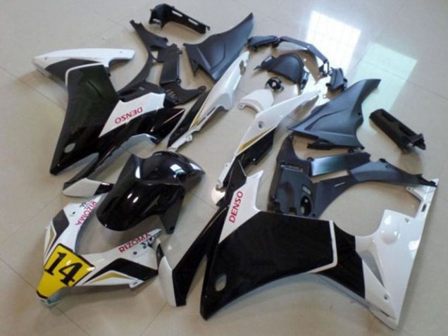 2013-2015 White Yellow Glossy Black DENSO Honda CBR500R Motorcycle Fairings
