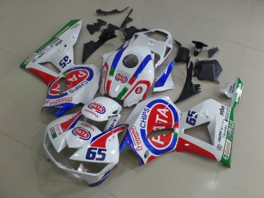 2013-2023 White Red Blue Pata 65 Honda CBR600RR Motorcycle Fairings