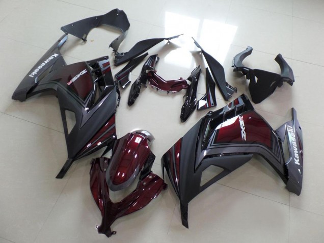 2013-2018 Maroon Red Matte Grey Kawasaki ZX300R Motorcycle Fairings