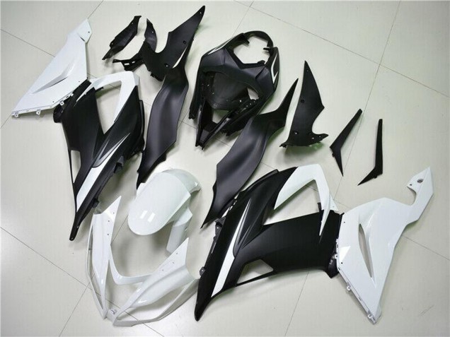 2013-2018 White Matte Black Kawasaki ZX6R Abs Fairings