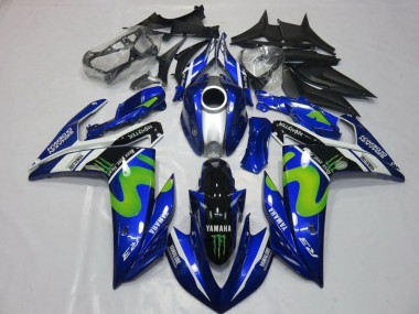 2015-2018 Blue White Black Green MoviStar Monster Yamaha YZF R3 Motorcycle Fairings
