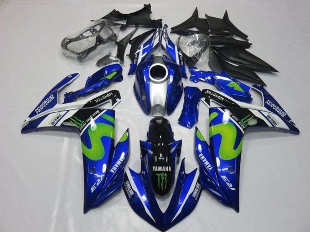 2015-2018 Blue White Black Green MoviStar Monster Yamaha YZF R3 Motorcycle Fairings