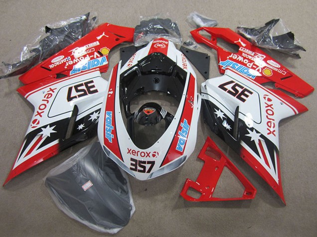 2007-2014 White Red Black Xerox 357 Ducati 1098 Motorcycle Fairings