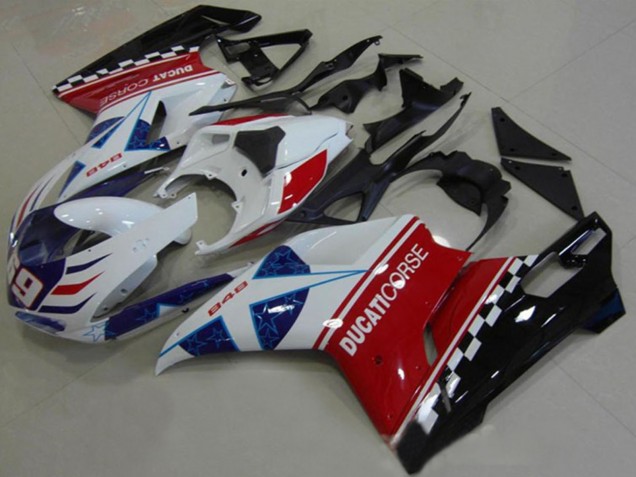 2007-2014 White Red Black Blue Corse 69 Ducati 1098 Motorcycle Fairings