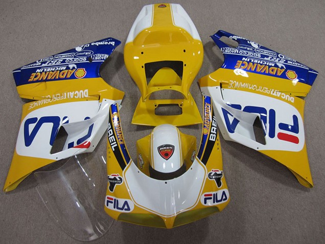 1993-2005 Yellow White Blue Fila Ducati 748 Motorcycle Fairings