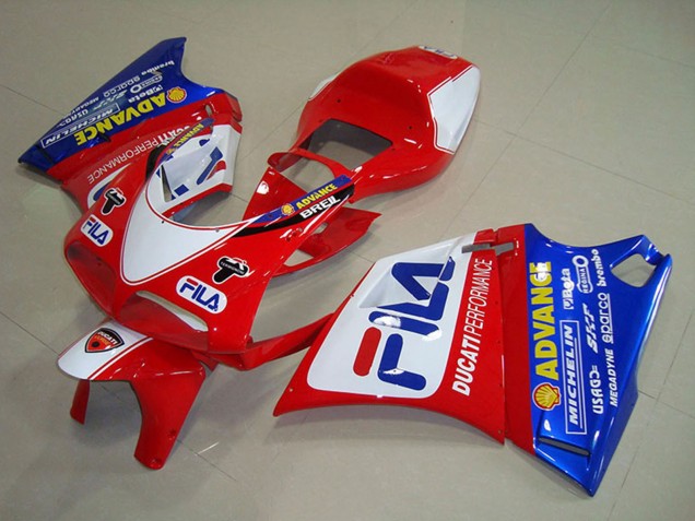1993-2005 White Red Blue Fila Ducati 748 Motorcycle Fairings
