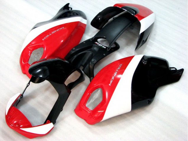 2008-2012 White Red Glossy Black Ducati Monster 696 Motorcycle Fairing