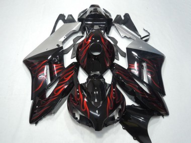 2004-2005 Silver Glossy Black Red Flame Honda CBR1000RR Motorcycle Fairings