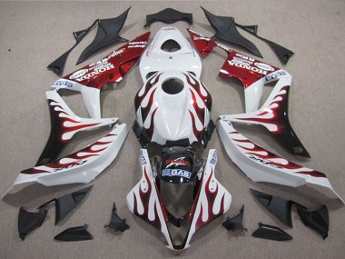 2004-2005 White Red Glossy Black Flame SHARK Honda CBR1000RR Motorcycle Fairings