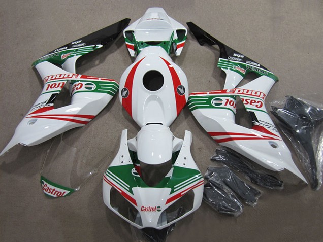 2006-2007 White Red Green Glossy Black Castrol Honda CBR1000RR Motorcycle Fairings