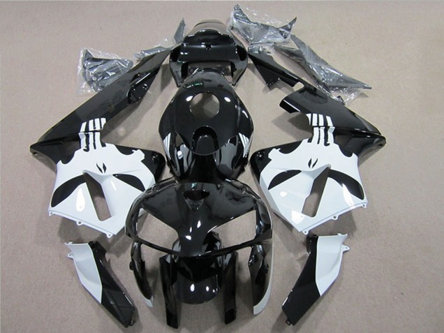 2005-2006 Glossy Black White Honda CBR600RR Motorcycle Fairing