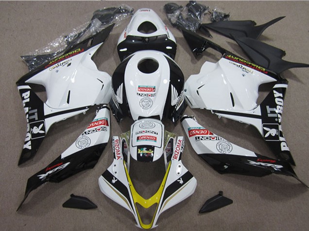 2009-2012 White Yellow Glossy Black Rizoma Playboy Honda CBR600RR Motorcycle Fairings