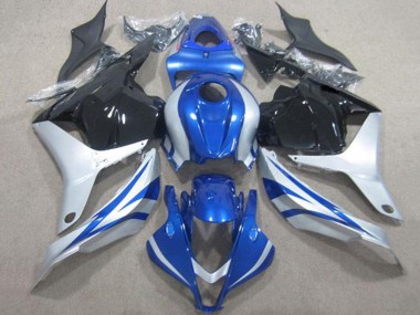 2009-2012 Silver Blue Glossy Black Stripe Honda CBR600RR Motorcycle Fairings