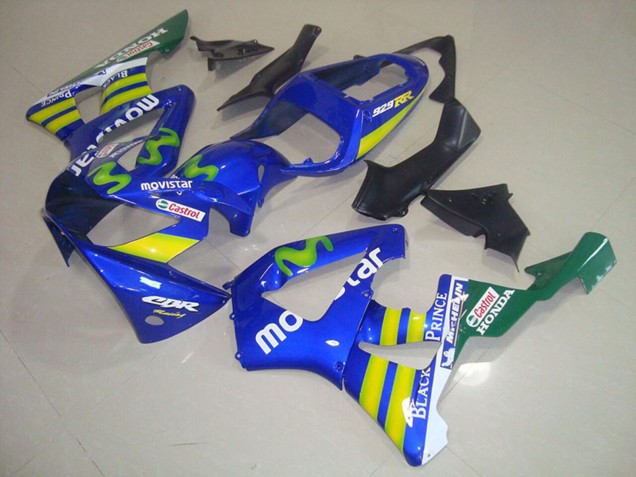 2000-2001 Blue Yellow Green MoviStar Castrol Honda CBR900RR 929 Motorcycle Fairings