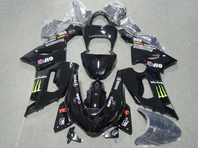 2005-2006 Glossy Black Green Monster Kawasaki ZX6R Motorcycle Fairings