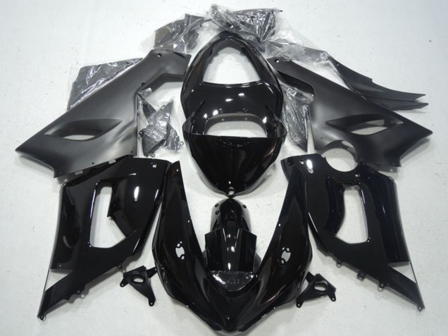 2005-2006 Glossy Black Matte Black Kawasaki ZX6R Motorcycle Fairings