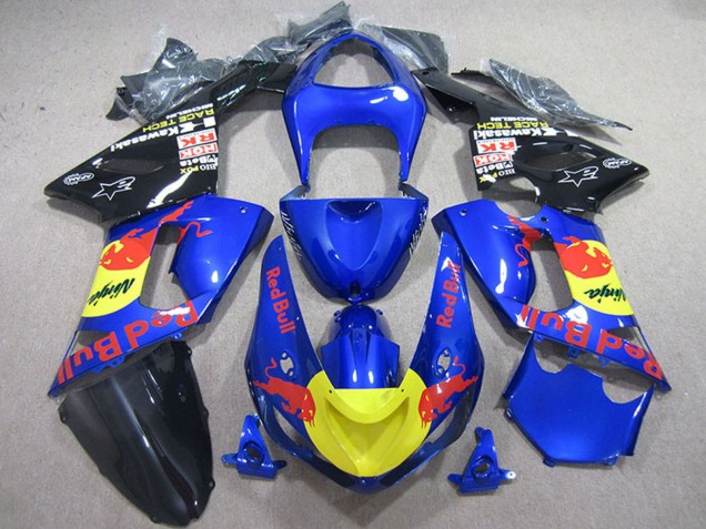 2005-2006 Blue Yellow Black Red Bull Kawasaki ZX6R Motorcycle Fairings