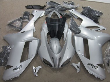 2007-2008 Silver Kawasaki ZX6R Motorcycle Fairings