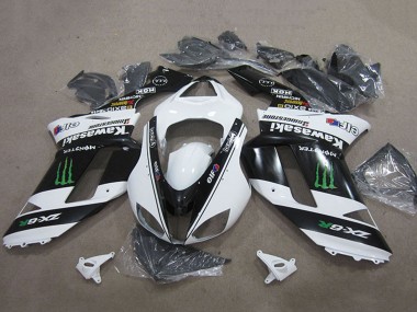 2007-2008 Black White Monster Kawasaki ZX6R Motorcycle Fairings