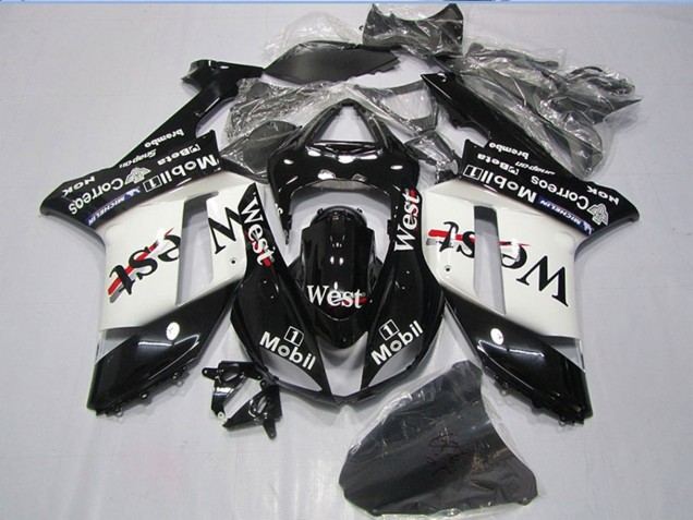 2007-2008 Black West Mobil Kawasaki ZX6R Motorcycle Fairings