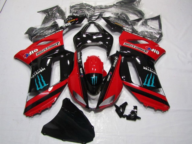 2007-2008 Red Black Monster Kawasaki ZX6R Motorcycle Fairings