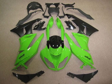 2009-2012 Green Glossy Black Matte Black Kawasaki ZX6R Motorcycle Fairings