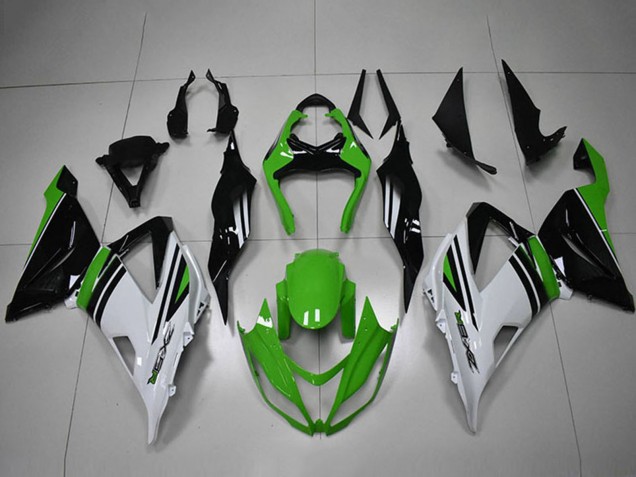 2013-2018 Green White Black Stripe Kawasaki ZX6R Motorcycle Fairings