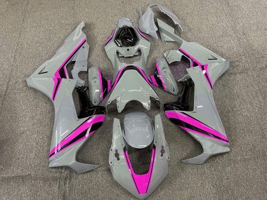 2017-2023 Nardo Grey with Pink Stripe Honda CBR1000RR Motorcycle Fairings