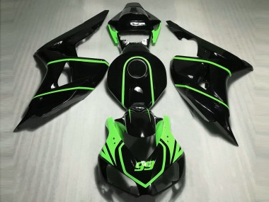 2006-2007 Glossy Black High Viz Green Honda CBR1000RR Motorcycle Fairings