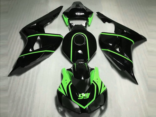 2006-2007 Glossy Black High Viz Green Honda CBR1000RR Motorcycle Fairings