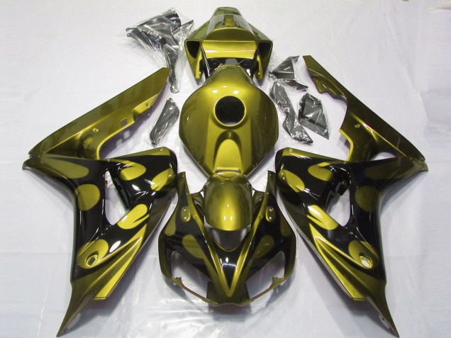 2006-2007 Glossy Yellow Glossy Black Flame Honda CBR1000RR Motorcycle Fairings